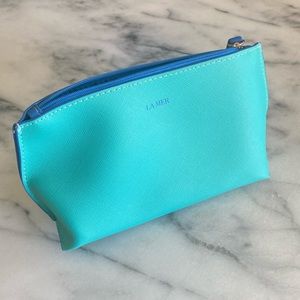 La Mer blue makeup bag